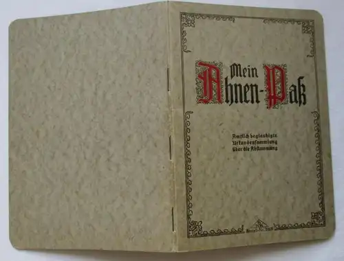 Mein Ahnen-Paß Rabenau 1914 Reimer Nachf. Kuhn RNK Verlag Berlin (152918)