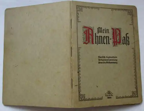 Mon passeport ancêtre Görlitz 1938 Reimer Nachf. Kuhn RNK Verlag Berlin (153147)