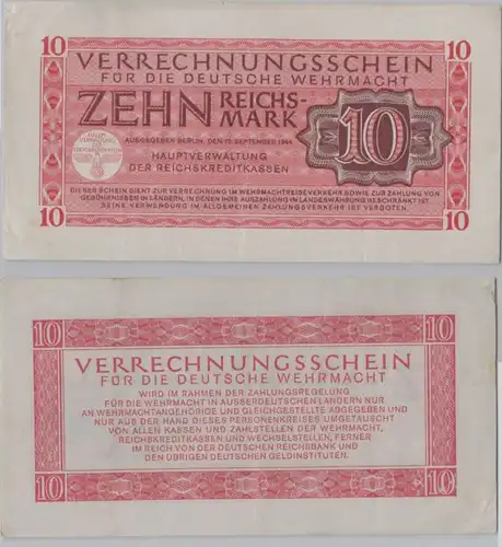 10 Reichsmark Bon de compensation pour la Wehrmacht allemande 1944 Ro.513 (148766)