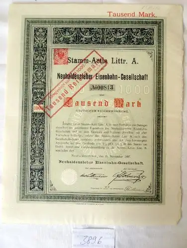 Neuhaldensleber Eisenbahn-Ges. Littr.A 1.000 M 15.11.1887