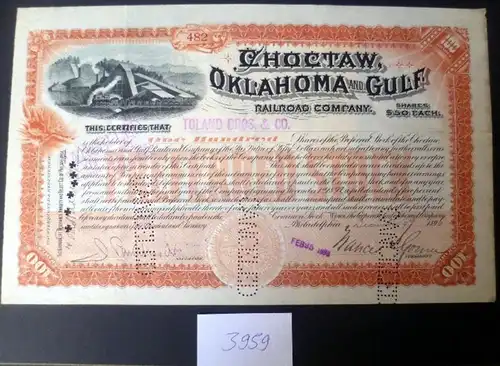 Choctaw, Oklahoma and Gulf, 100 Shares, Philadelphia 19.12.1896