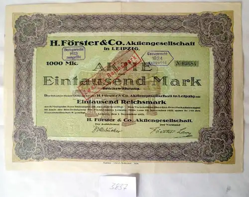 H. Förster & Co. AG  1.000 M  Leipzig 1.12.1921