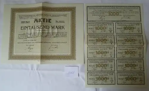 Blechwarenfabrik & Verzinkerei Kötzschau Aktiengesellschaft Leipzig 13.März 1923, 1000 Mark incl. Gewinnanteilschein