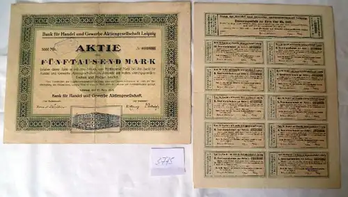 Bank für Handel und Gewerbe AG Leipzig 17.03.1923 plus Erneuerungsschein