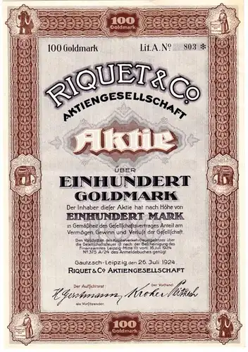 Riquet & Co AG 100 GM Gautsch-Leipzig, 26.07.1924