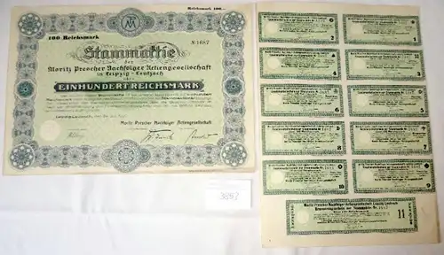 Moritz Prescher Nachfolger AG 100 RM Leipzig-Leutsch, 29.07.1926 plus Erneuerungsschein