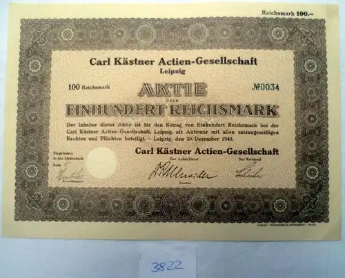 Carl Kästner AG 100 RM Leipzig, 30.12.1940