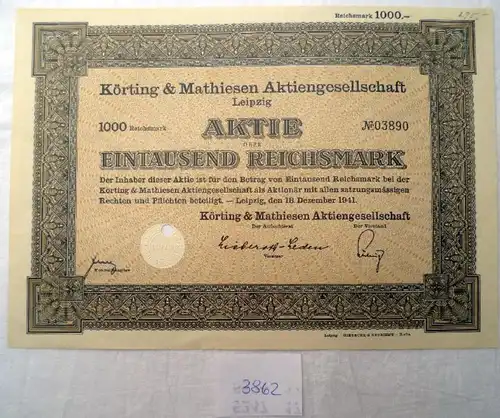 Körting & Mathiesen AG 1.000 RM  Leipzig, 18.12.1941