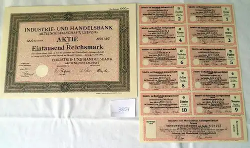 Industrie- und Handelsbank AG 1.000 RM  Leipzig, Juni 1942 plus Erneuerungsschein