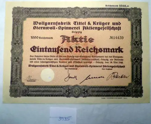 Wollgarnfabrik Tittel & Krüger u. Sternwoll-Spinnerei AG 1000 RM Leipzig, 18.05.42