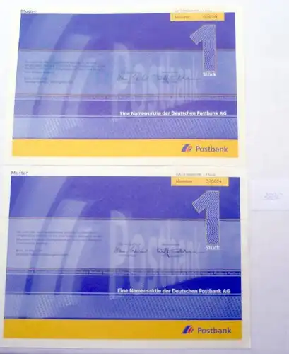 Deutsche Postbank AG Musteraktie, 2 Stück, Bonn im Mai 2004