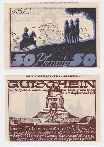 Gutschein 50 Pfennig Notgeldausstellung Leipzig 27.8. bis 4.9. 1921