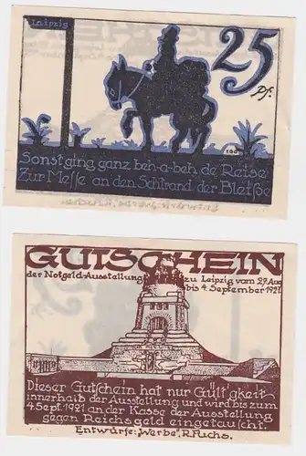 Gutschein 25 Pfennig Notgeldausstellung Leipzig 27.8. bis 4.9. 1921