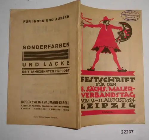 Festschrift pour la 8ème Journée Saxonne de la Fédération des peintres des 9-11 août 1924 Leipzig