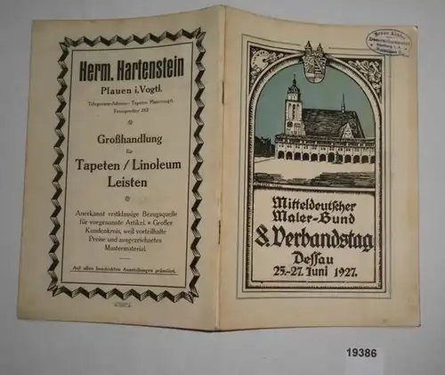 Festschrift für den 8. Verbandstag Mitteldeutscher Maler-Bund 25.-27. Juni 1927 Dessau