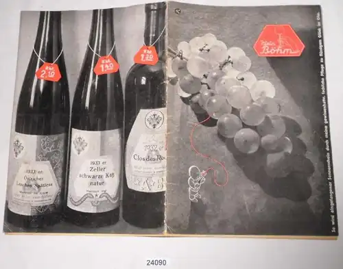 Publicité Brochure Liste des prix Wein Böhm Stuttgart