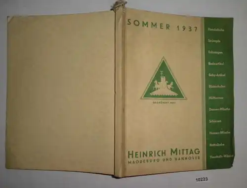 Catalogue Sommer 1937 - Heinrich Mittag AG Magdeburg et Hanovre