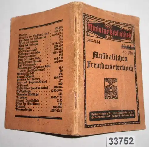 Musikalisches Fremdwörterbuch - Miniatur-Bibliothek Nr. 343-344