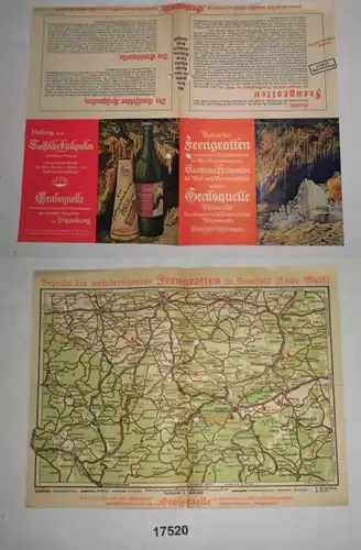 Visitez les grottes des fées ... Saalfeld /Thuringen (Prospectus de publicité avec carte)