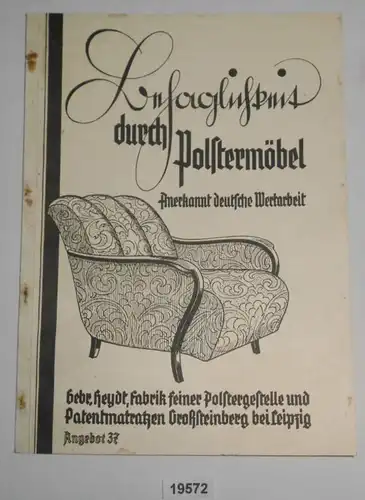 Catalogue: Confort par meubles rembourrés - travail de valeur allemand reconnu (Angenot 37)
