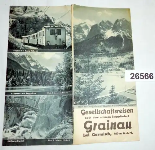 Werbeprospekt: Gesellschaftsreisen nach dem schönen Zugspitzdorf Grainau bei Garmisch