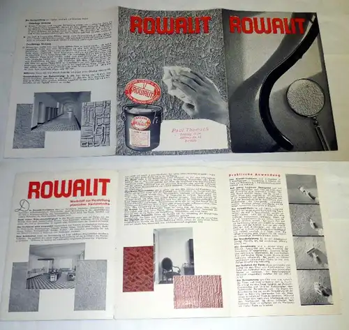 Reklame / Werbung Prospekt Rowalit "Werkstoffe zur Herstellung plastischer Hartanstriche"