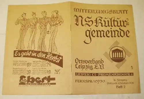 Lettre d'information NS-Kulturgemeinde - Länderverband Leipzig E-V. Brochure 2 de 1936