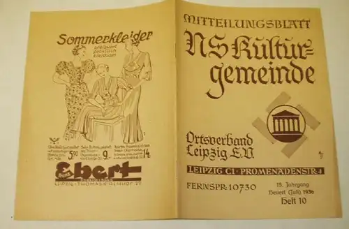 Lettre d'information NS-Kulturgemeinde - Locauxverband Leipzig E-V. Brochure 10 de 1936