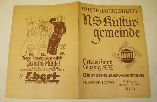 Lettre d'information NS-Kulturgemeinde - Locauxverband Leipzig E-V. Brochure 8 de 1936