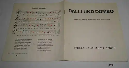 Livre des notes avec des chansons de Manfred Hinrich avec les notes pour la Triola au livre "Dalli et Dombo - histoires et chanson