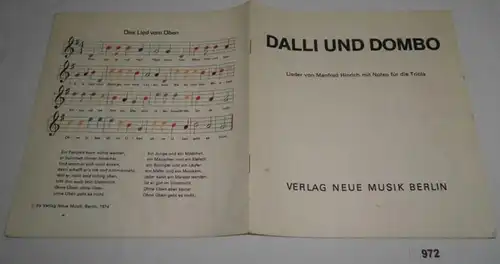 Notenheft mit Liedern von Manfred Hinrich mit Noten für die Triola zum Buch "Dalli und Dombo - Geschichten und Lieder fü