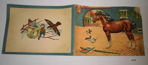 Ausmalbuch - Malbuch für Kinder - Umschlagmotiv: Pferd vor Hof, Meisen und Kleiber am Futterring - Verlagsnummer 6307