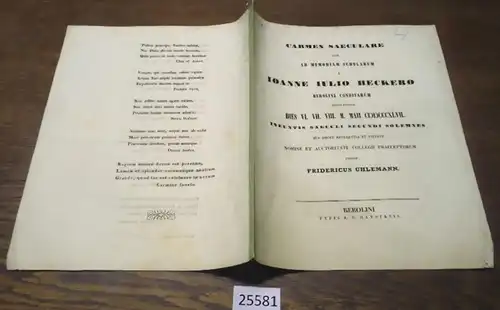 pauvre Saeculare quo ad memoriam scholarum a Ioanne Iulio Heckero Berolini conditum recolendam dies VI. VII. Vil M. Ma