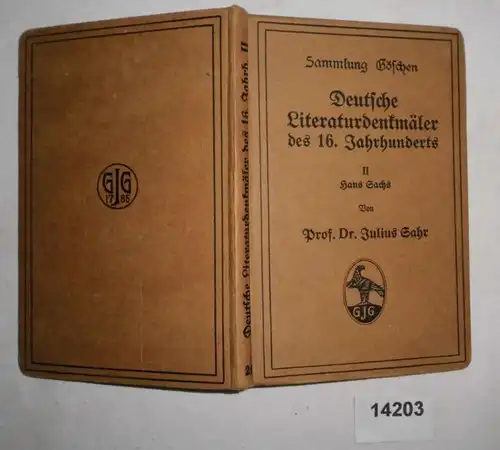 Deutsche Literaturdenkmäler des 16. Jahrhunderts - 2. Band: Hans Sachs (Sammlung Göschen Band 24)