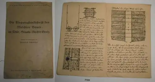 Le manuscrit d'avion de Melchior Bauer à la porte. Archives d 'Etat Greiz