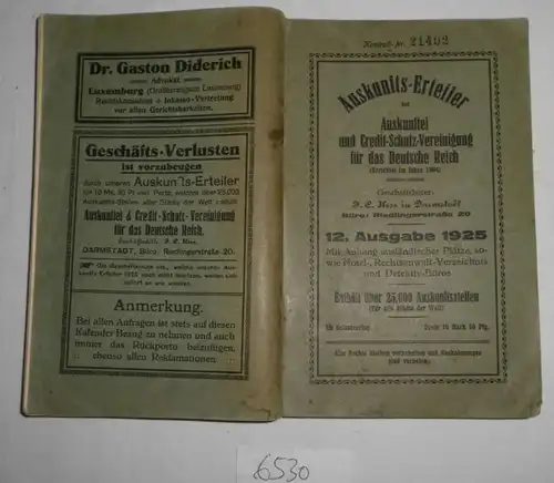 Auskunfts- Erteiler 12. Ausgabe 1925