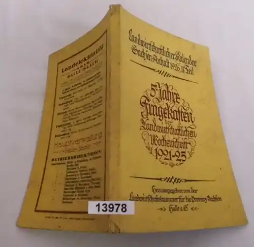 Landwirtschaftlicher Kalender Sachsen-Anhalt 1926, Teil II