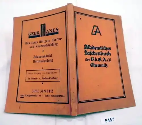 Livre de poche académique de V.d.G.A. e.V. Chemnitz (Académie commerciale) Édition W. S. 1927/28