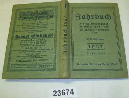 Annuaire de l'Association des fonctionnaires allemands des postes et télégraphes XXXI. millésime 1927, première partie (1ère partie)