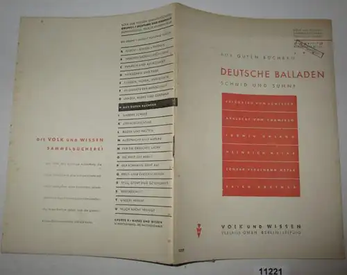 Aus guten Büchern: Deutsche Balladen, Schuld und Sühne - Volk und Wissen Sammelbücherei, Dichtung und Wahrheit Serie H B