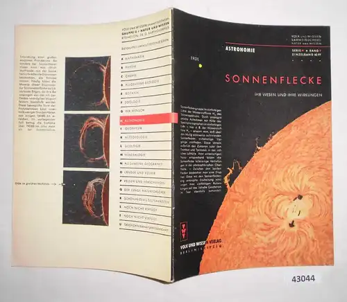 Astronomie: Sonnenflecken, ihr Wesen und ihre Wirkungen - Volk und Wissen Sammelbücherei, Natur und Wissen Serie H Band
