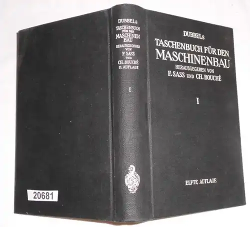 Livre de poche de Dubbel pour la construction mécanique - 1er volume