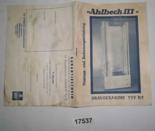 Montage- und Bedienungsanleitung Brausekabine Typ B1 "Ahlbeck III"