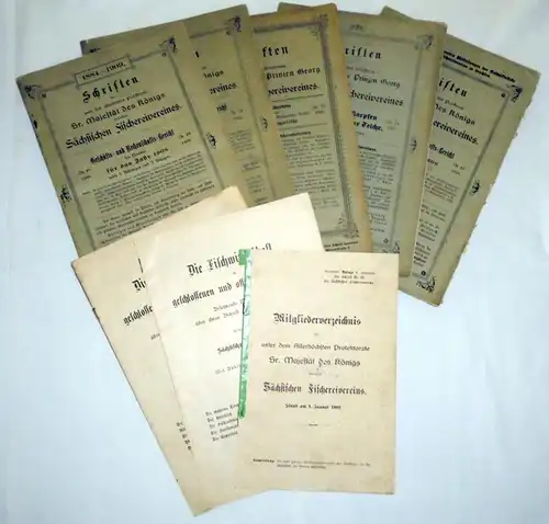 Convolut 8 numéros Sächsischer Pischverein: Rapport d'affaires et de comptes 1907 à 1909 / Liste des membres