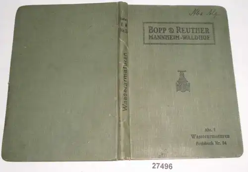 Bopp & Reuther Mannheim-Waldhof - Abt. 1 Wasserarmaturen - Preisbuch Nr. 34