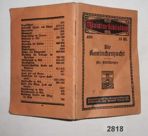 Die Kaninchenzucht (Miniatur-Bibliothek Nr. 490)