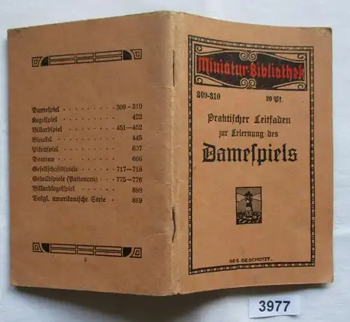 Bibliothèque miniature n° 309-310: Guide pratique pour l'apprentissage du jeu de dam