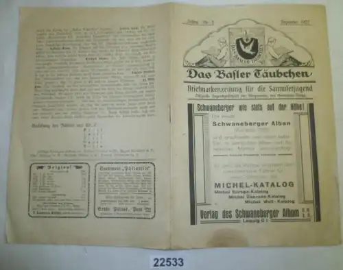 Das Basler Täubchen - Briefmarkenzeitung für die Sammlerjugend 2. Jahrgang Nr. 3 Dezember 1927