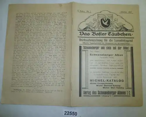 Das Basler Täubchen - Briefmarkenzeitung für die Sammlerjugend 2. Jahrgang Nr. 1 Oktober 1927