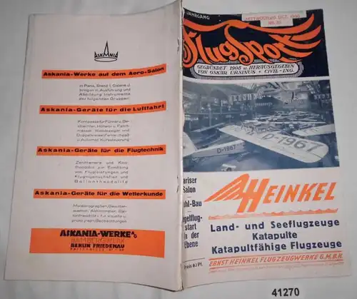 Flugsport Nr. 25 XXII. Jahrgang Mittwoch, 10. Dez. 1930 - Illustrierte technische Zeitschrift und Anzeiger für das gesam